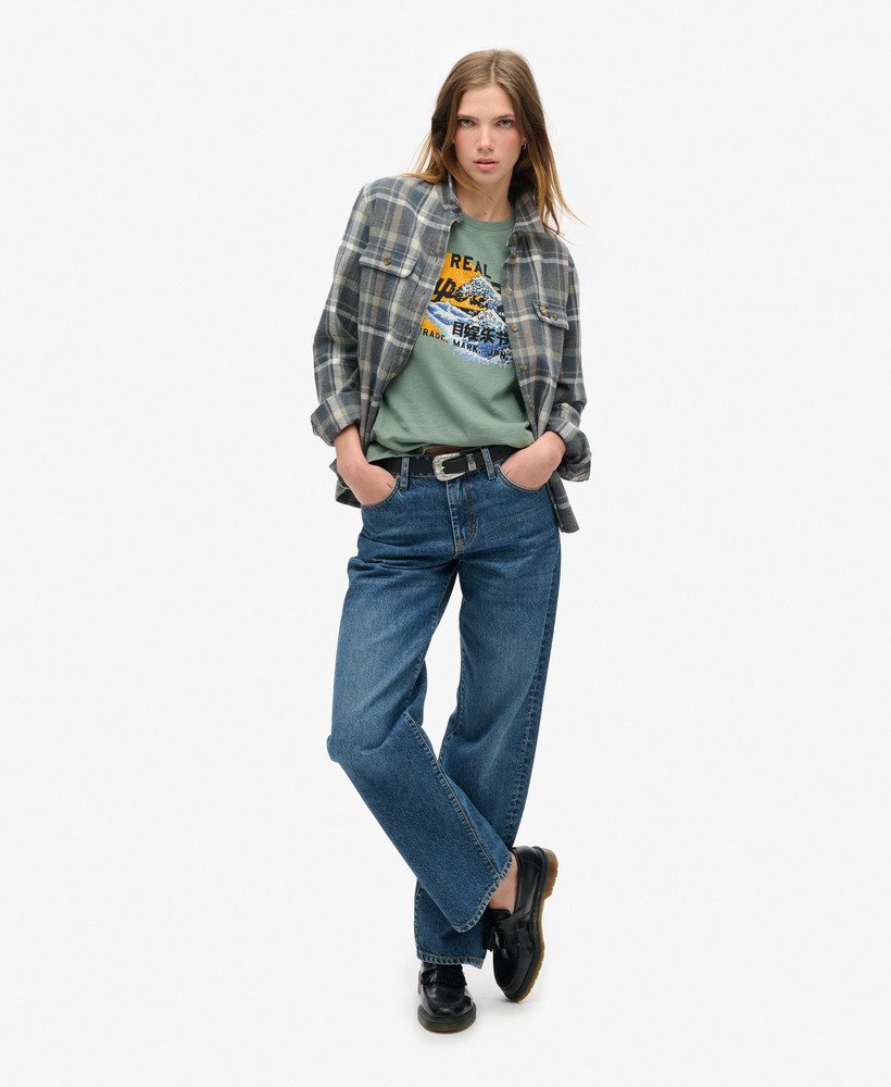 camiseta tokyo vintage logo graphic relaxed na cor cáqui louro
