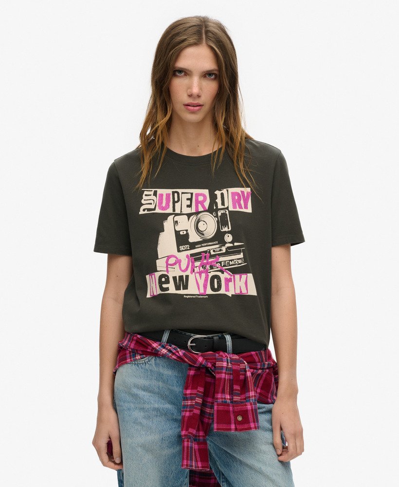 camiseta lo-fi punk poster relaxed na cor preto jato