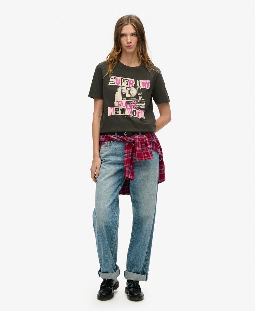 camiseta lo-fi punk poster relaxed na cor preto jato