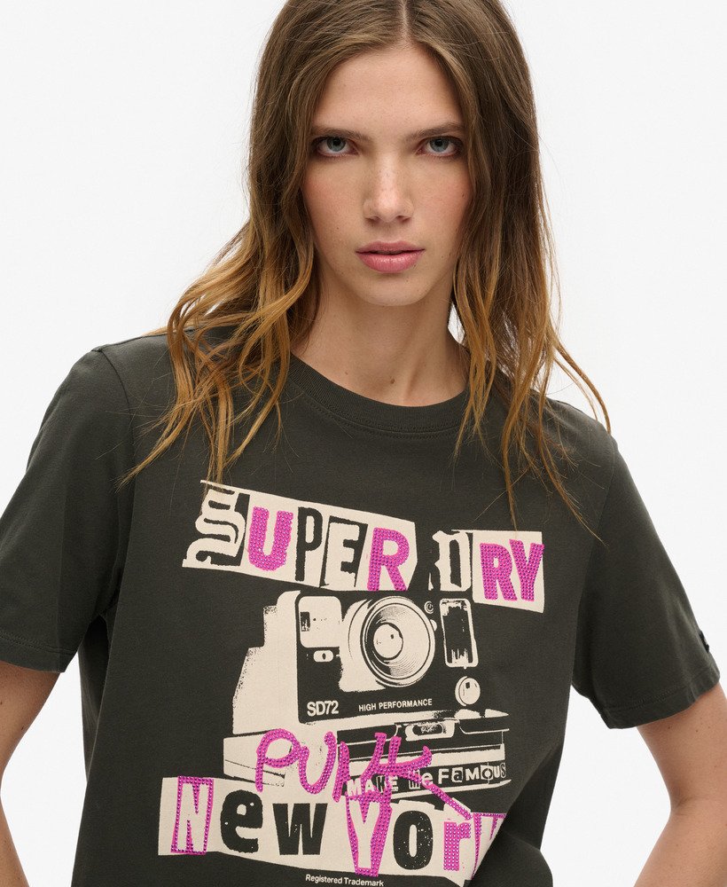 camiseta lo-fi punk poster relaxed na cor preto jato
