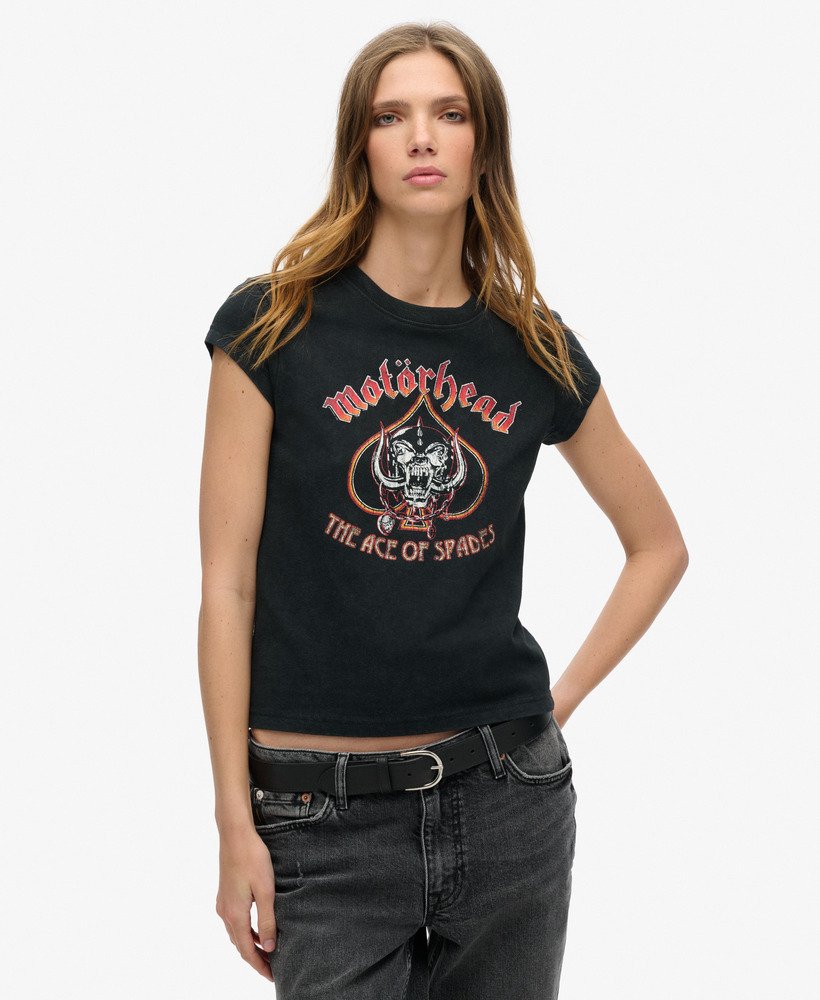 camiseta de manga curta motörhead x superdry na cor preta.
