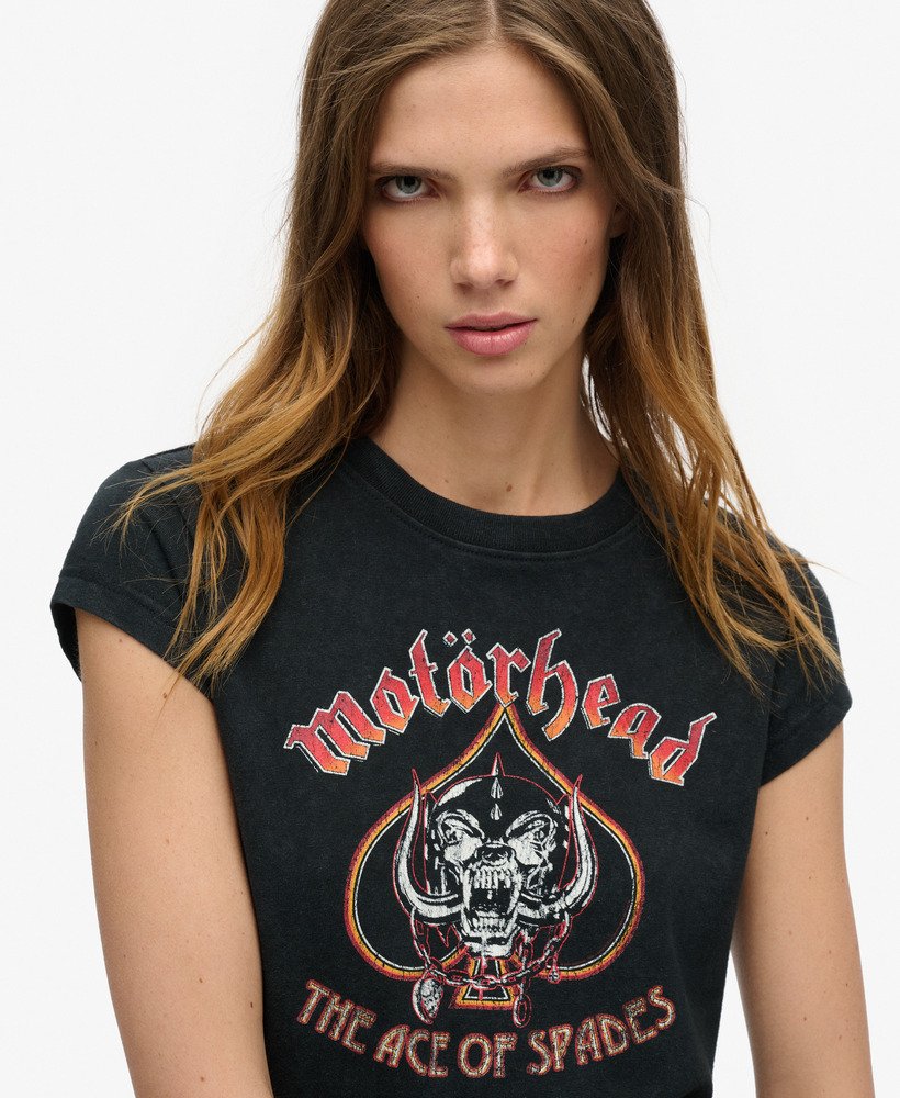 camiseta de manga curta motörhead x superdry na cor preta.