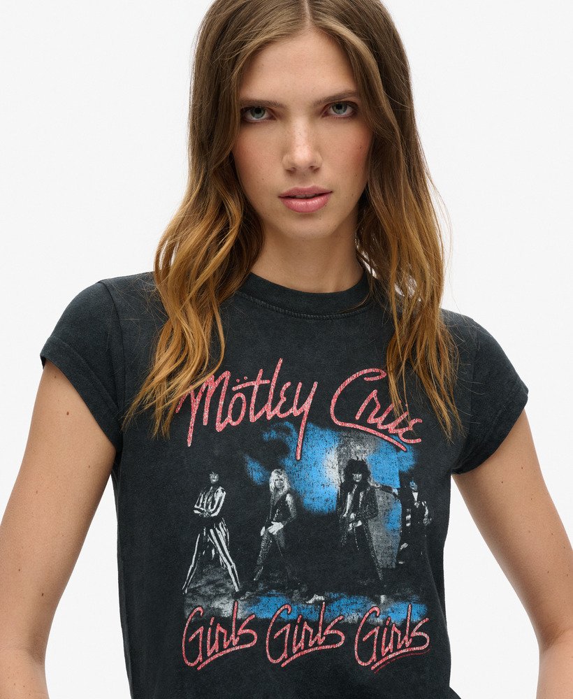camiseta de manga curta motley crue x superdry na cor preta mid amp
