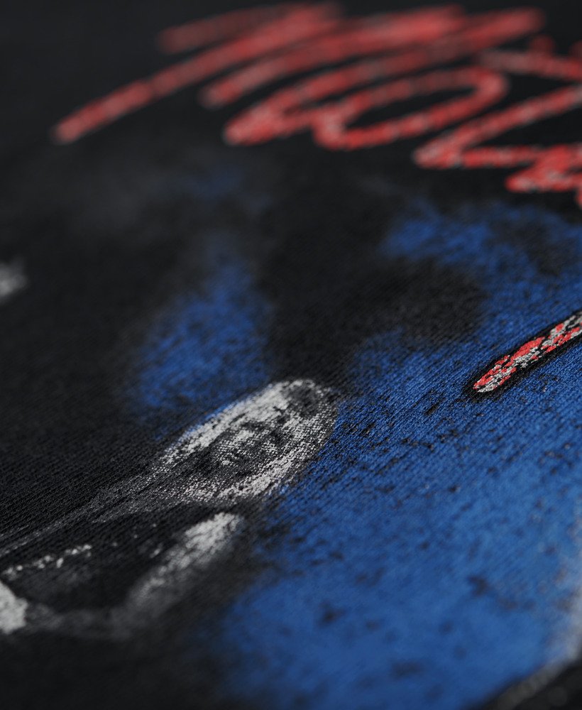 camiseta de manga curta motley crue x superdry na cor preta mid amp