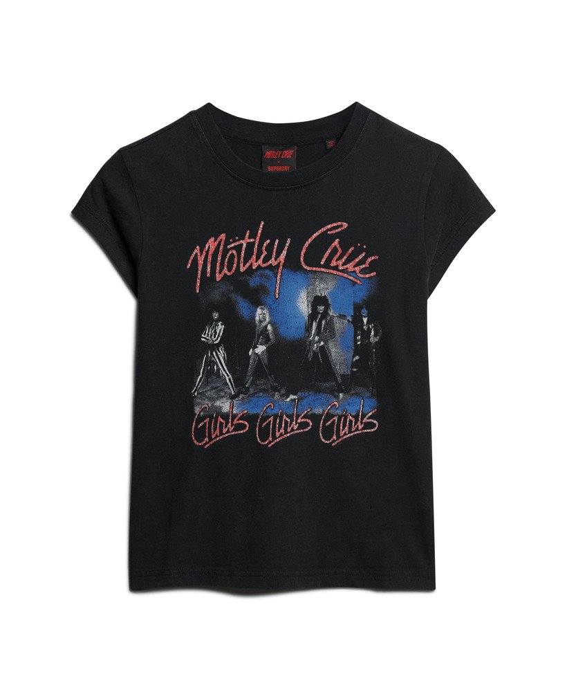 camiseta de manga curta motley crue x superdry na cor preta mid amp