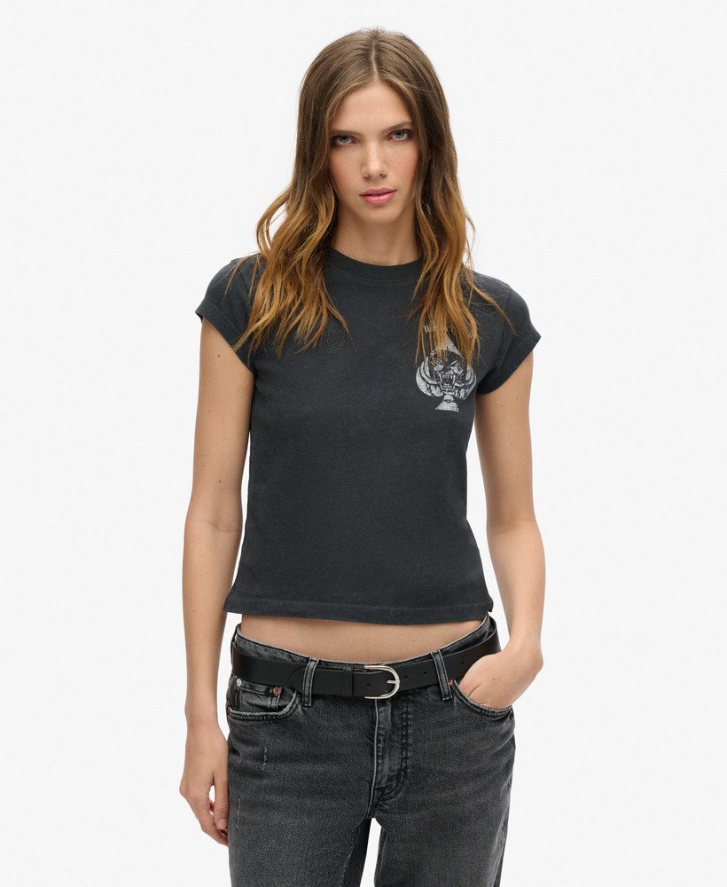 camiseta de manga curta motörhead x superdry na cor preta.