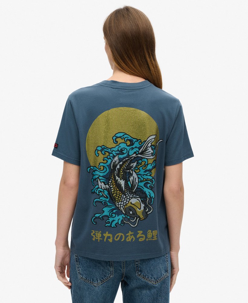 camiseta tokyo rhinestone relaxed na cor tinta