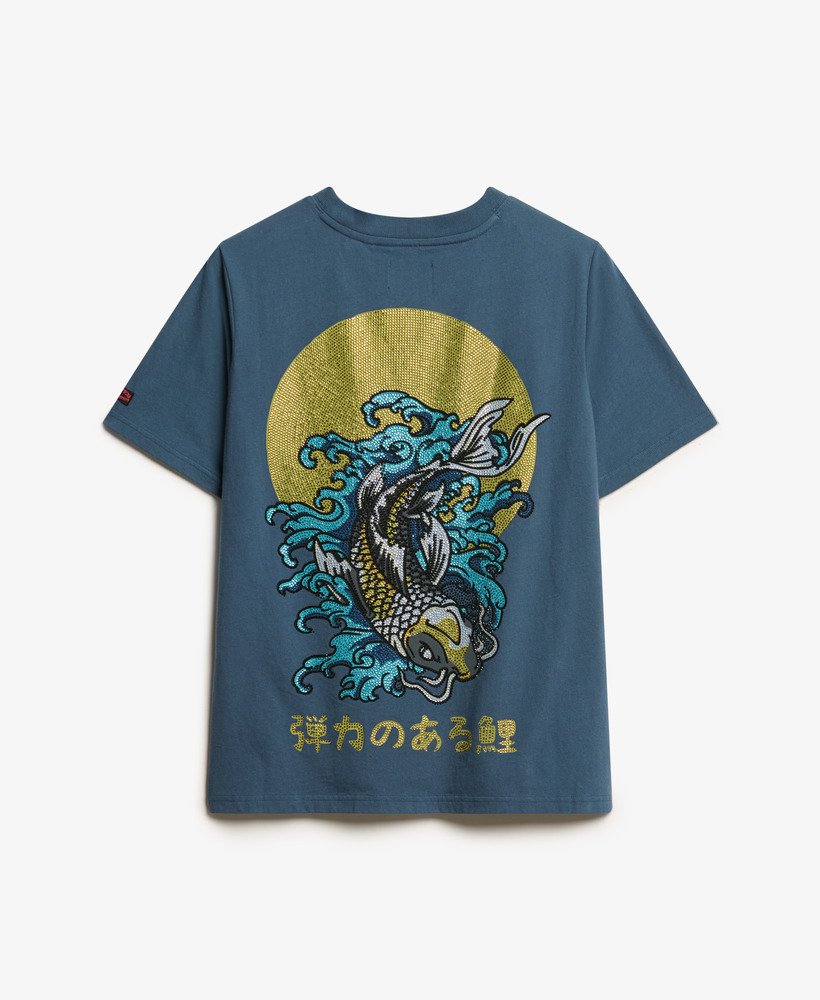 camiseta tokyo rhinestone relaxed na cor tinta