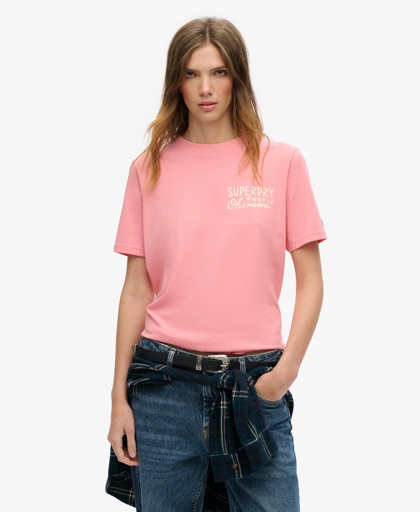 camiseta tokyo rhinestone relaxed na cor flor de pêssego