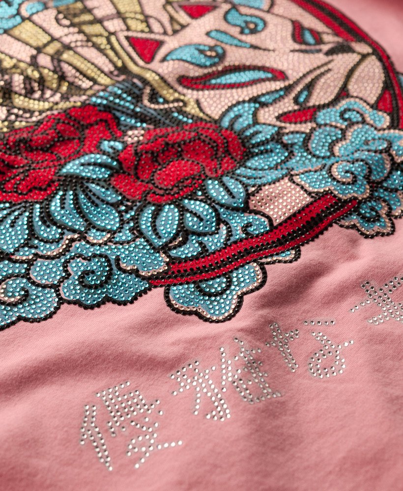 camiseta tokyo rhinestone relaxed na cor flor de pêssego
