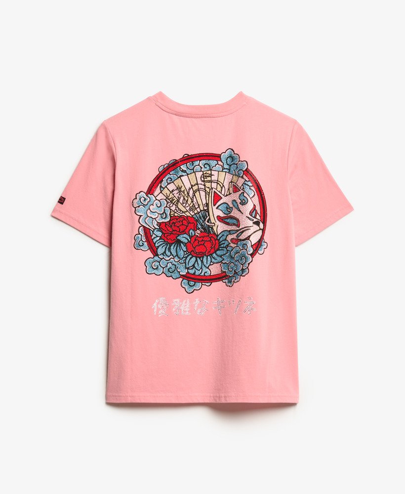 camiseta tokyo rhinestone relaxed na cor flor de pêssego