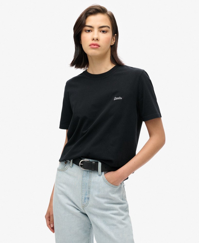 camiseta essential com logo bordado na cor preta