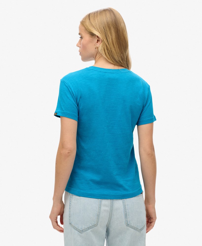 camiseta outdoor stripe ajustada em azul turquesa