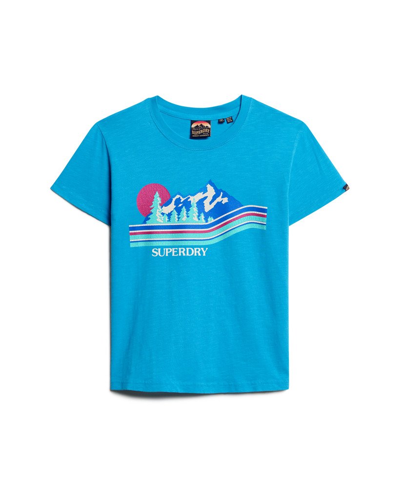 camiseta outdoor stripe ajustada em azul turquesa