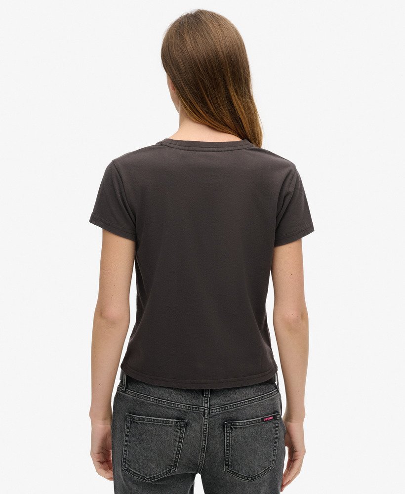camiseta de manga curta estilo banda de rock dos anos 70 na cor blackboard