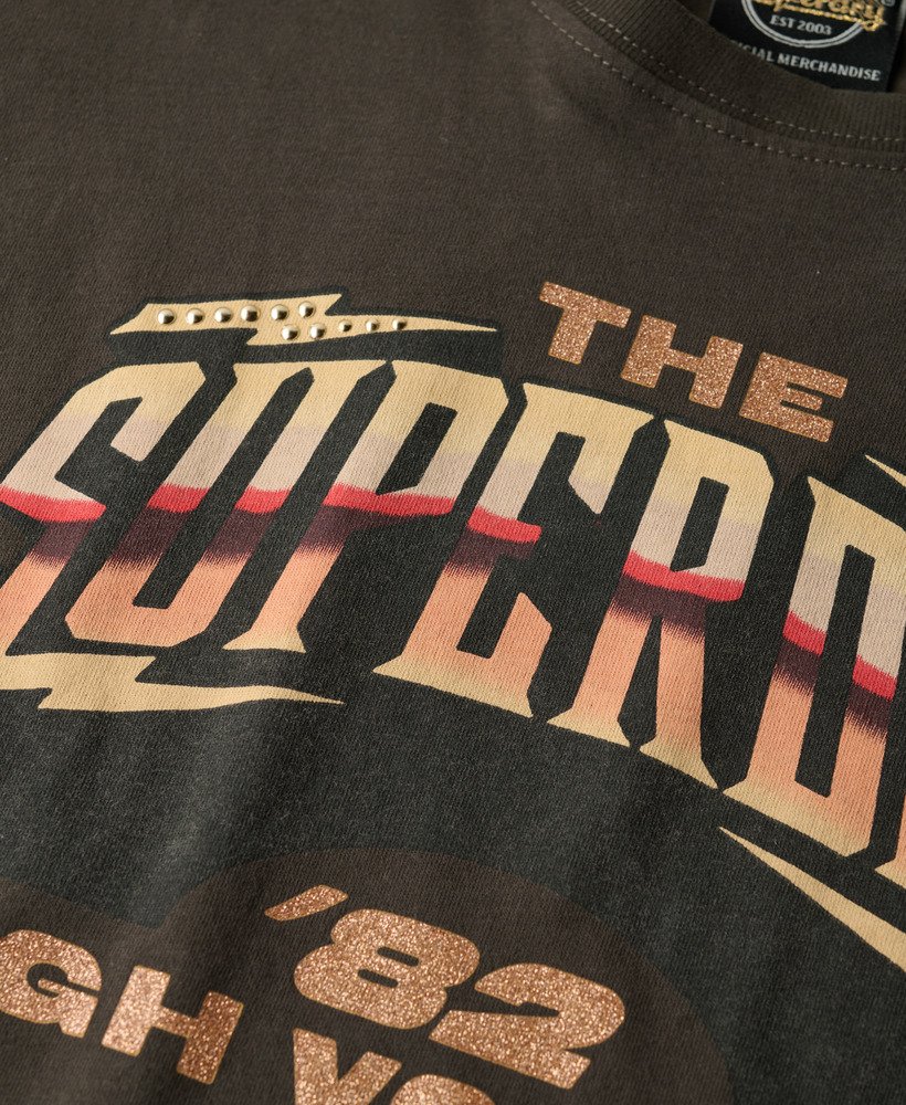 camiseta de manga curta de banda de rock dos anos 70 na cor preta vintage