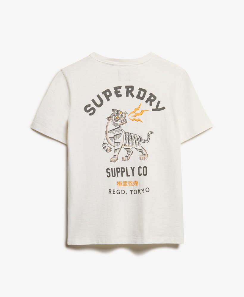 camiseta workwear com bolso bordado na cor off white