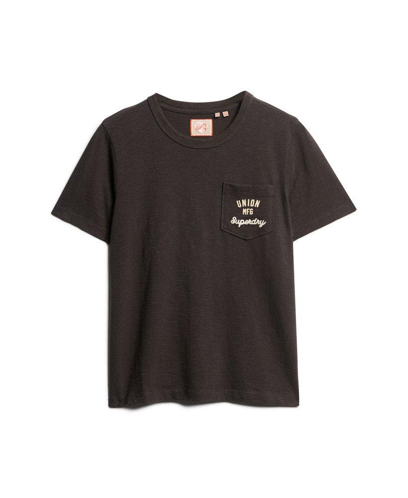 camiseta workwear com bolso bordado na cor bison black