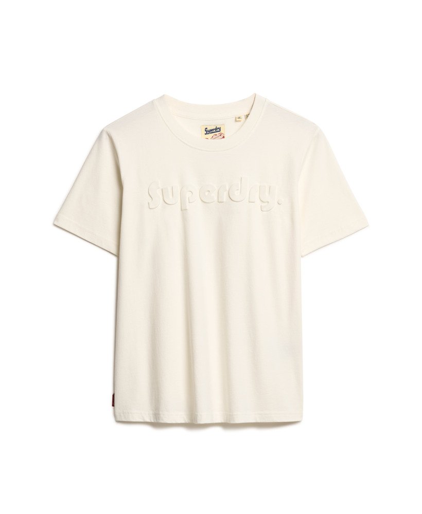 camiseta relaxed com logo em relevo na cor branco giz
