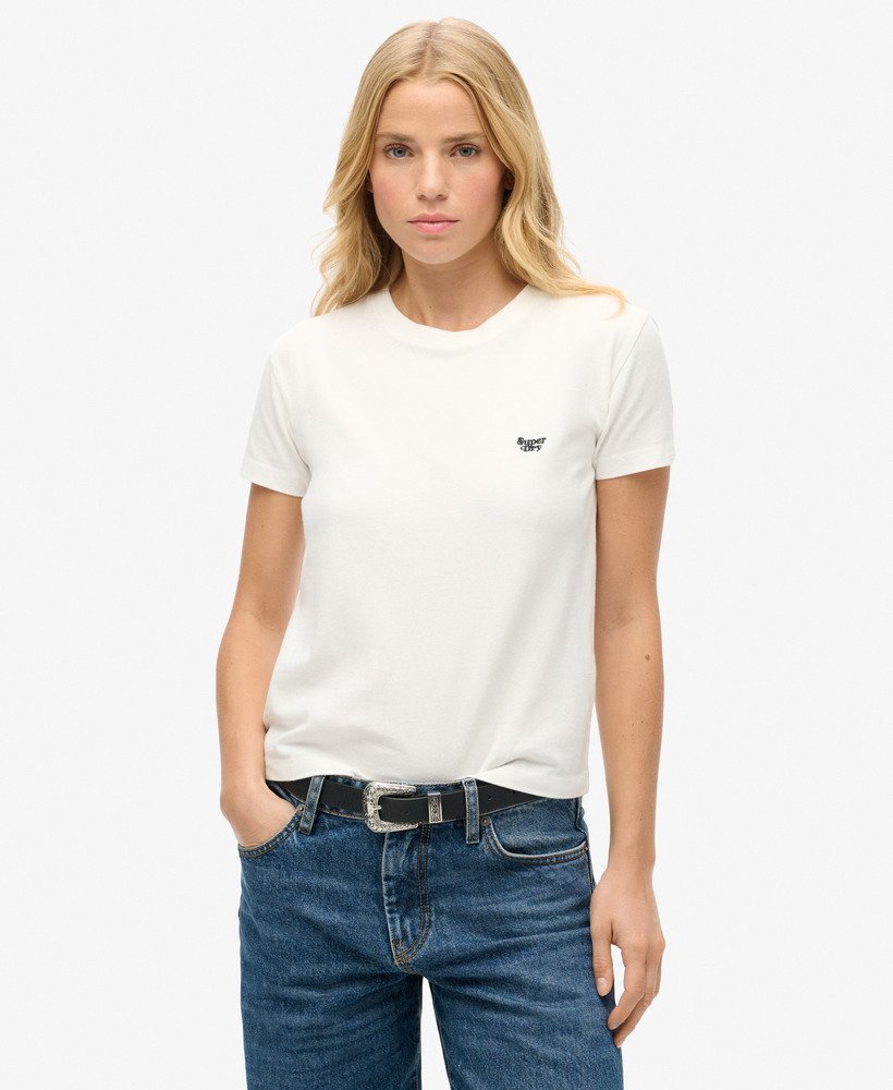 camiseta essential logo fitted na cor off white