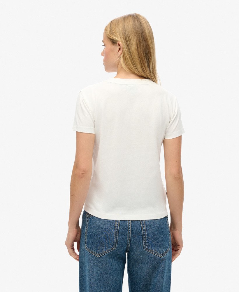 camiseta essential logo fitted na cor off white