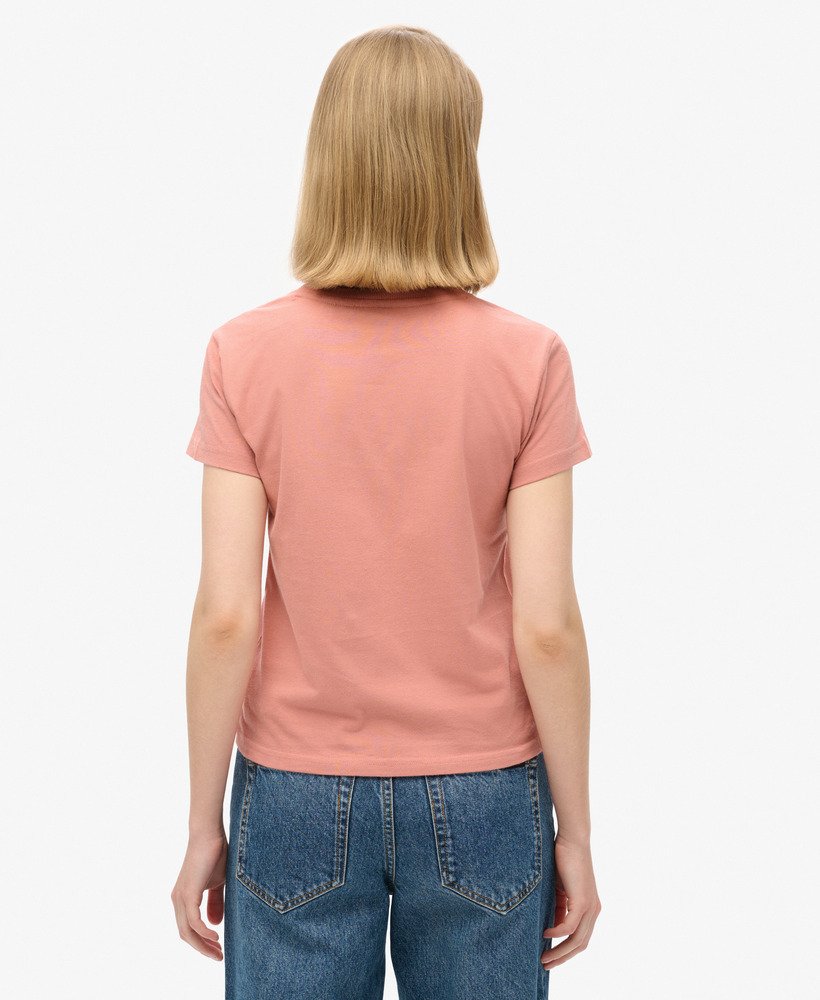 camiseta essential logo fitted na cor rosa acinzentado
