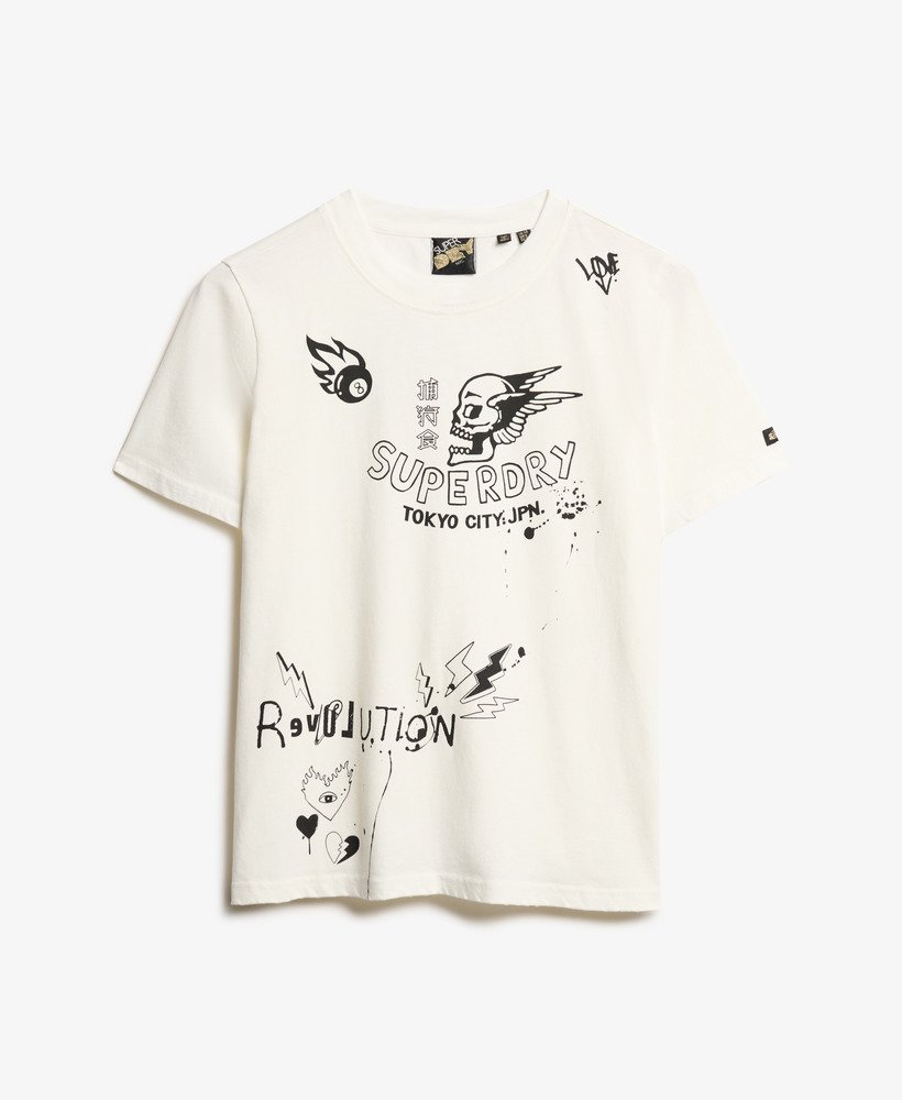 camiseta lo-fi punk poster relaxed na cor branco inverno