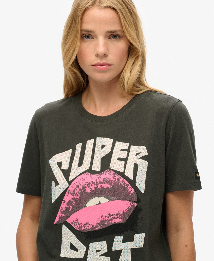 camiseta lo-fi punk poster relaxed em preto lavado