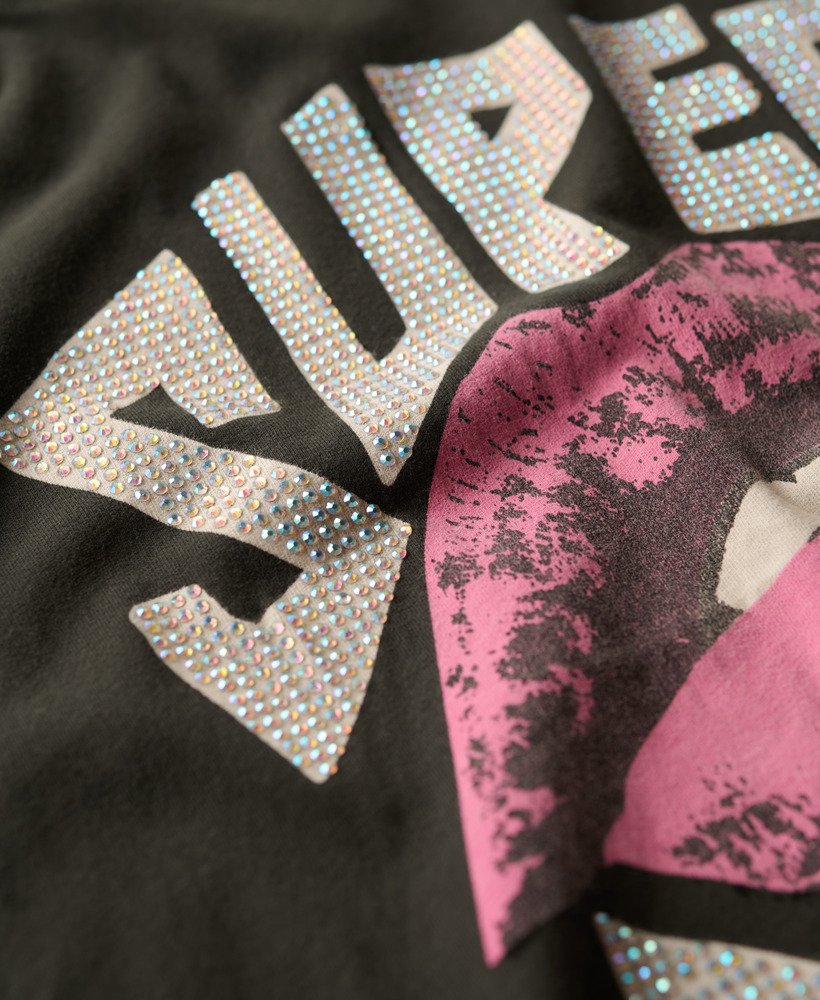 camiseta lo-fi punk poster relaxed em preto lavado