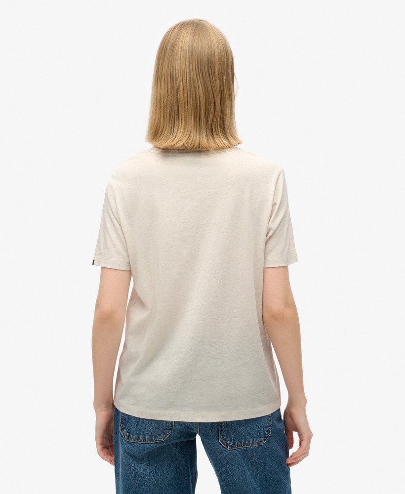 camiseta de viagem estilo casual na cor creme de aveia mesclado