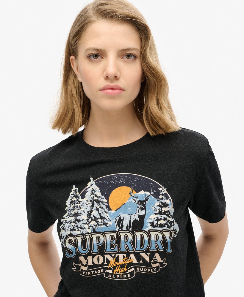camiseta relaxed de lembrança de viagem em preto mesclado fantasma