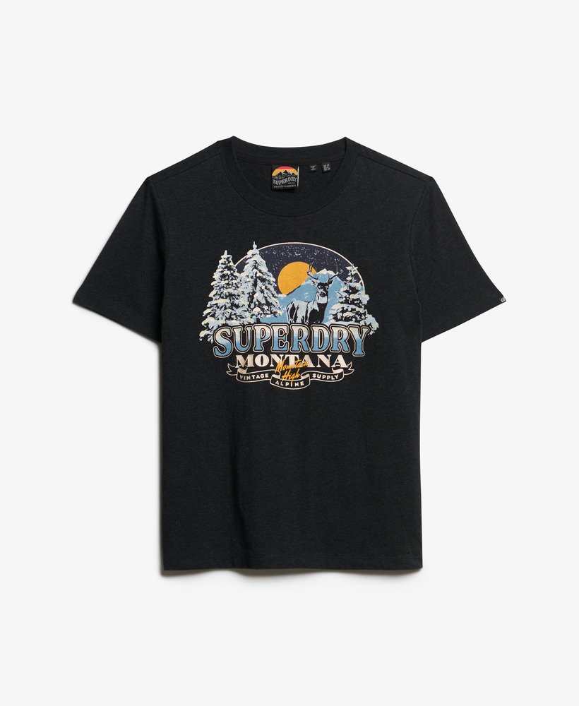 camiseta relaxed de lembrança de viagem em preto mesclado fantasma