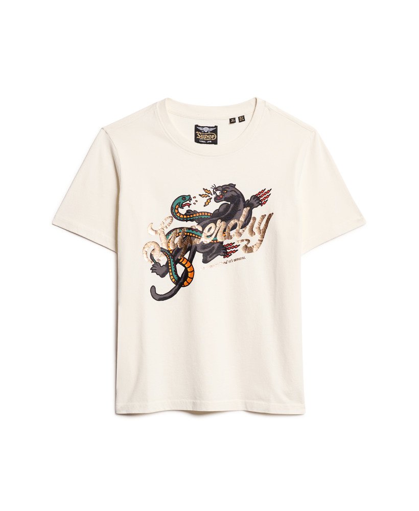 camiseta relaxed com estampa de tatuagem na cor branca inverno