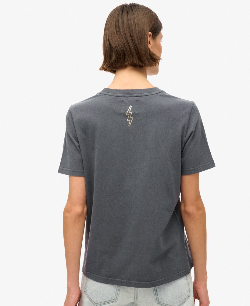 camiseta relaxada com estampa de tatuagem na cor Ébano