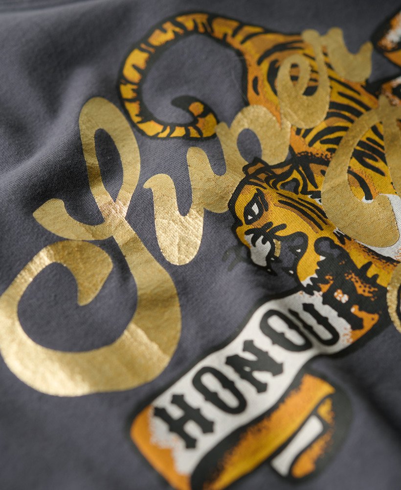camiseta relaxada com estampa de tatuagem na cor Ébano