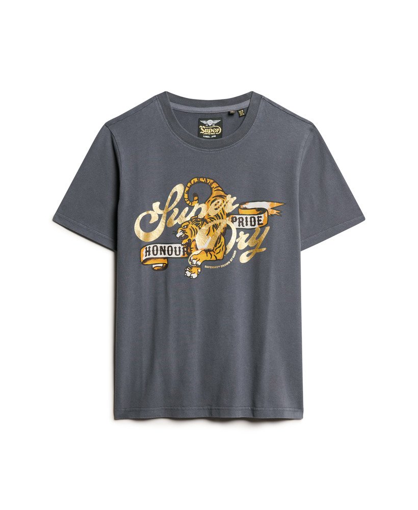 camiseta relaxada com estampa de tatuagem na cor Ébano