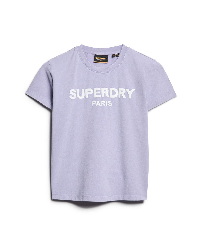 camiseta esportiva luxe graphic fitted na cor roxa opaco