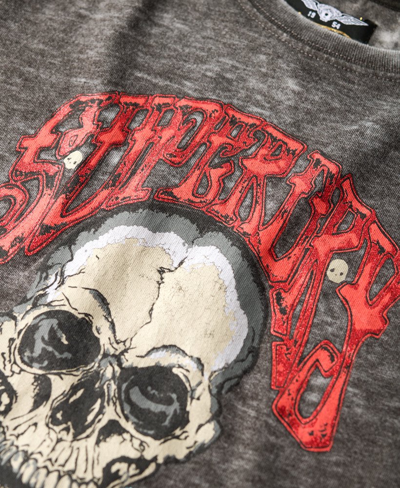 camiseta biker rock graphic na cor bison black
