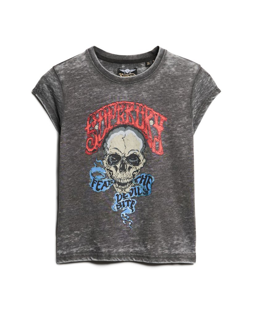 camiseta biker rock graphic na cor bison black