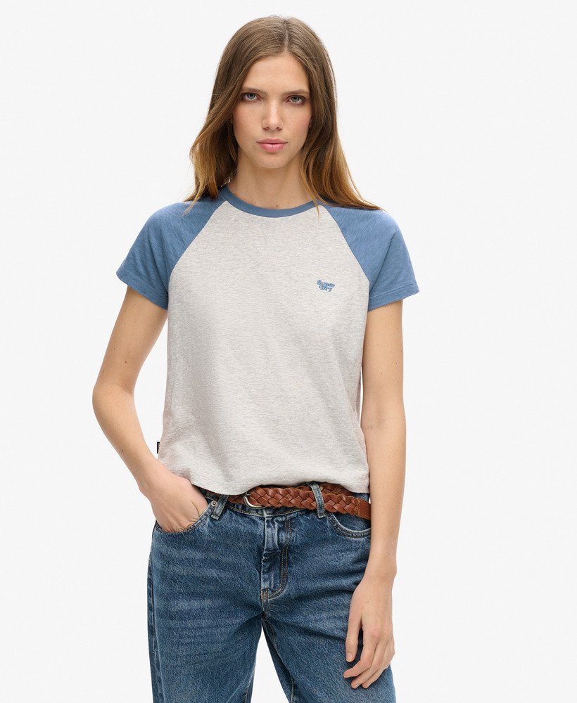 camiseta retrô essential logo slub em azul wedgewoodcinza glaciar