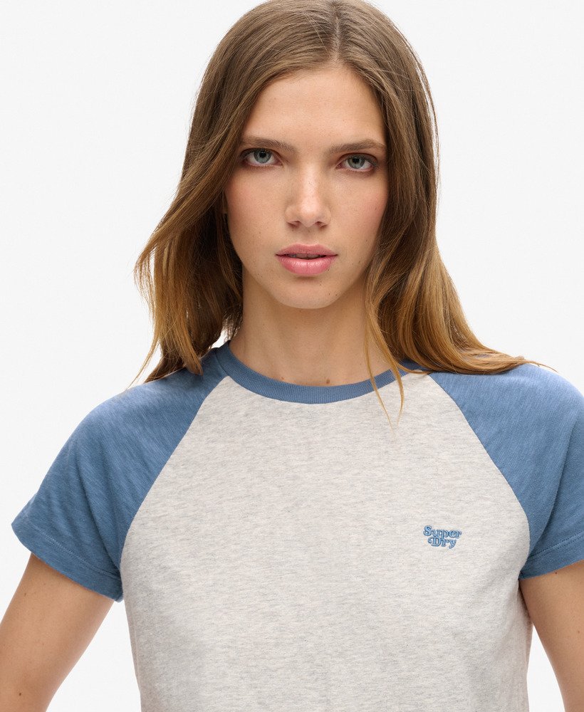 camiseta retrô essential logo slub em azul wedgewoodcinza glaciar
