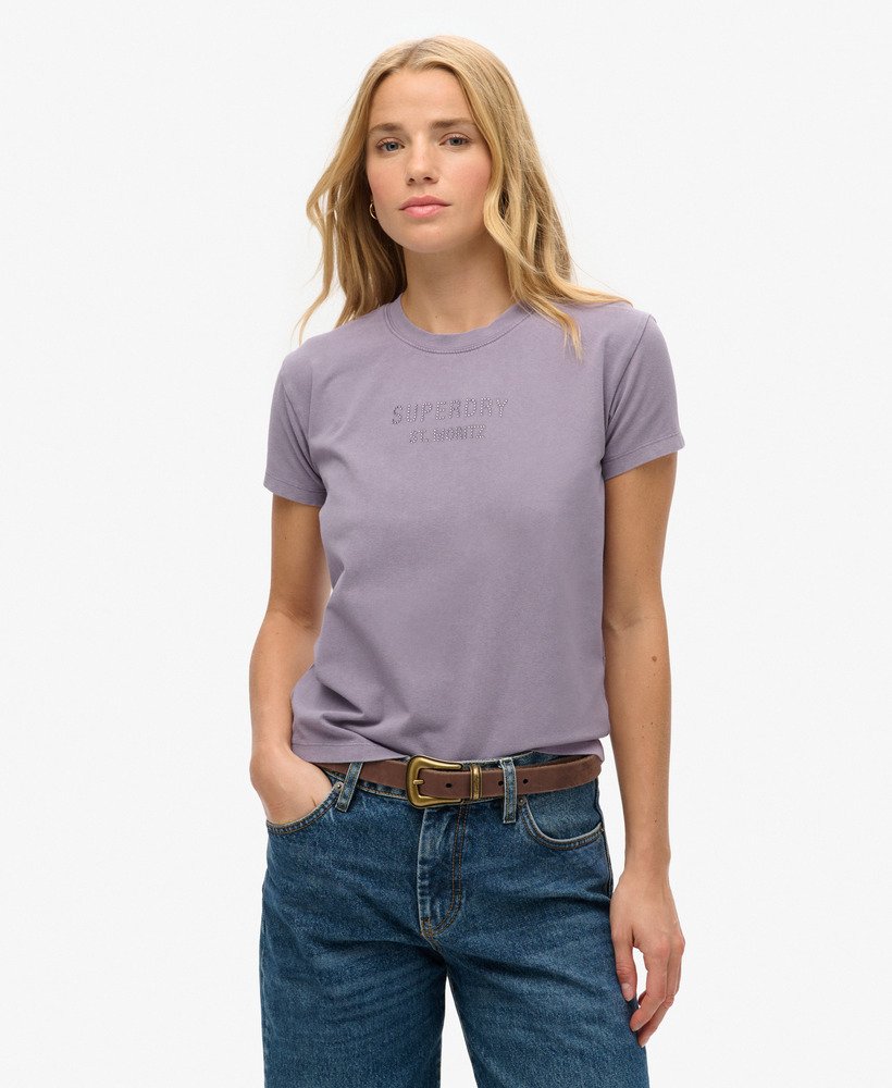 camiseta sport luxe graphic fitted na cor roxo sálvia
