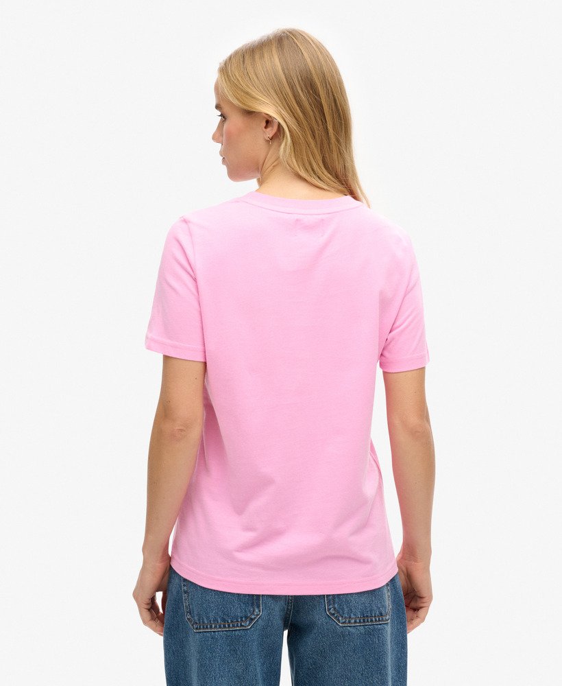 camiseta vintage logo pop entry na cor rosa marne