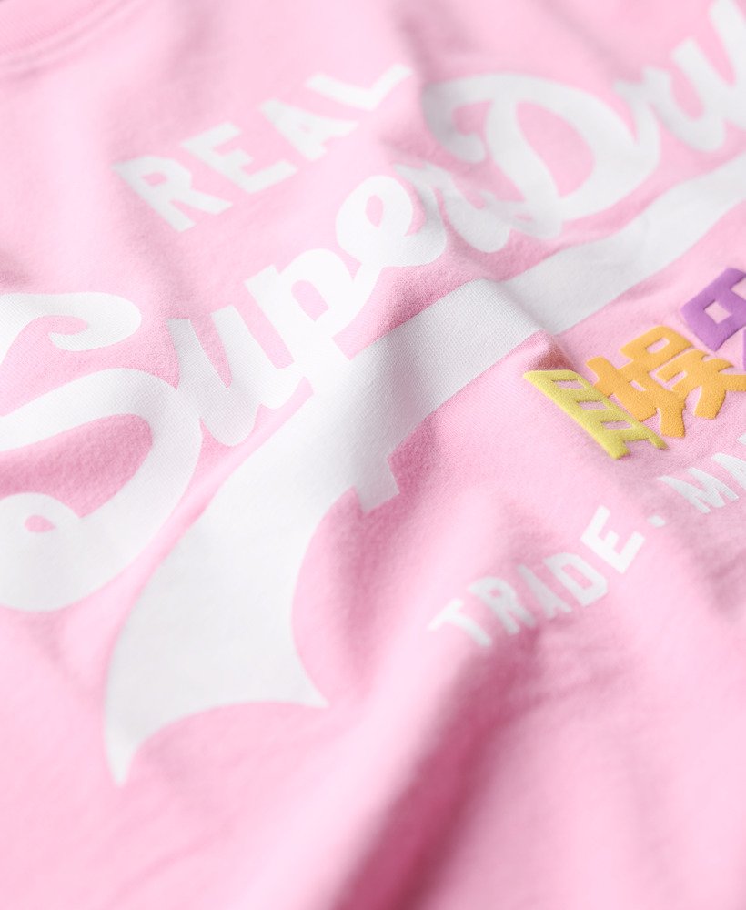 camiseta vintage logo pop entry na cor rosa marne
