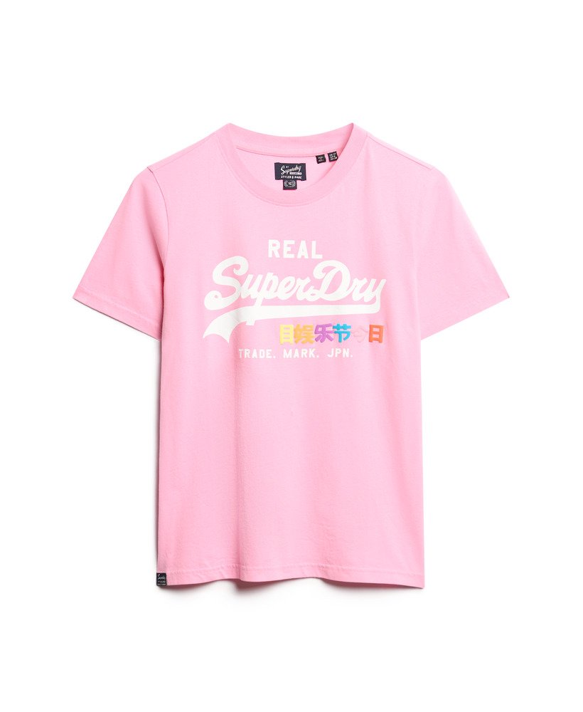 camiseta vintage logo pop entry na cor rosa marne