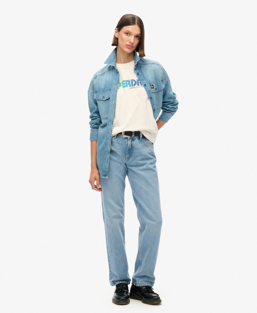 camiseta relaxed com logo arco-Íris na cor creme
