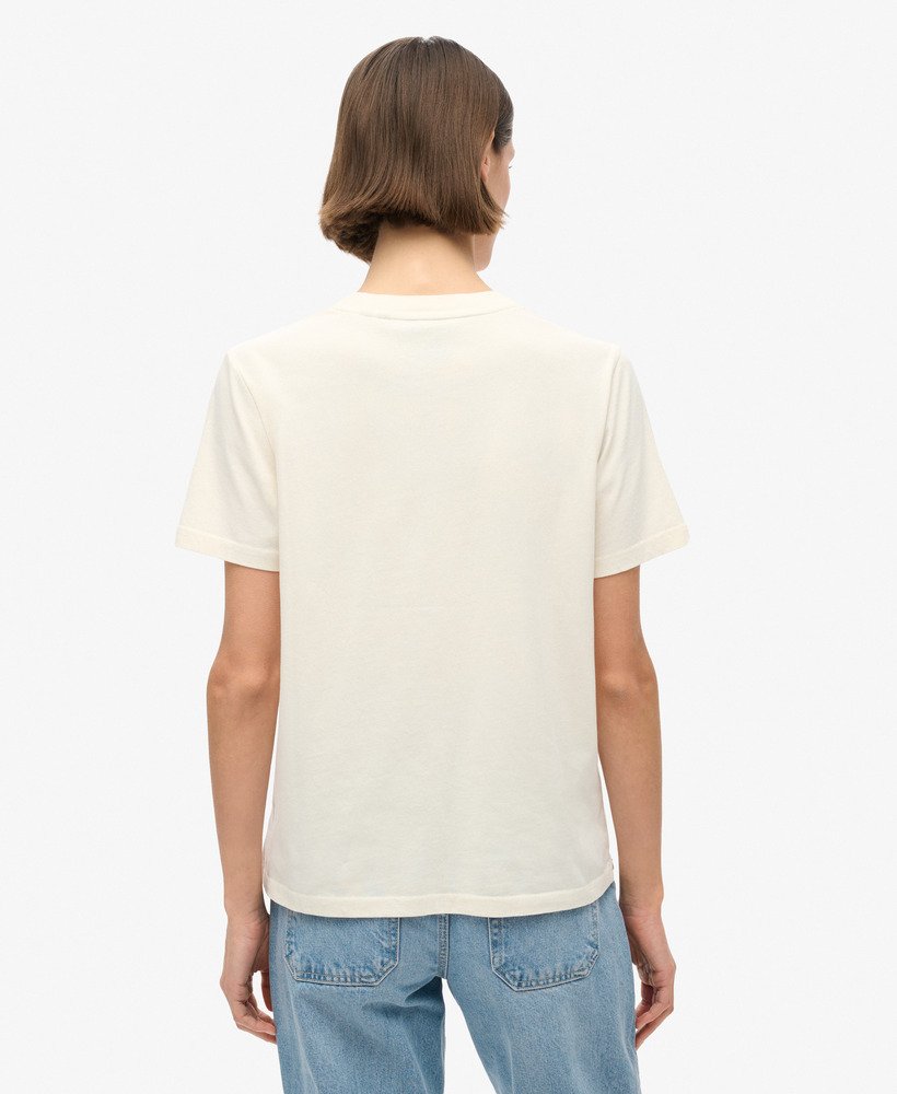 camiseta relaxed com logo arco-Íris na cor creme