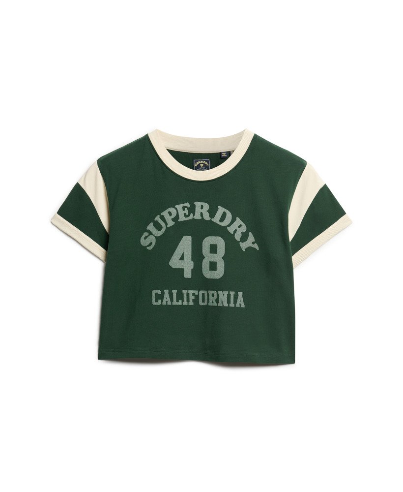 camiseta athletic essentials graphic ringer na cor verde esmalte.