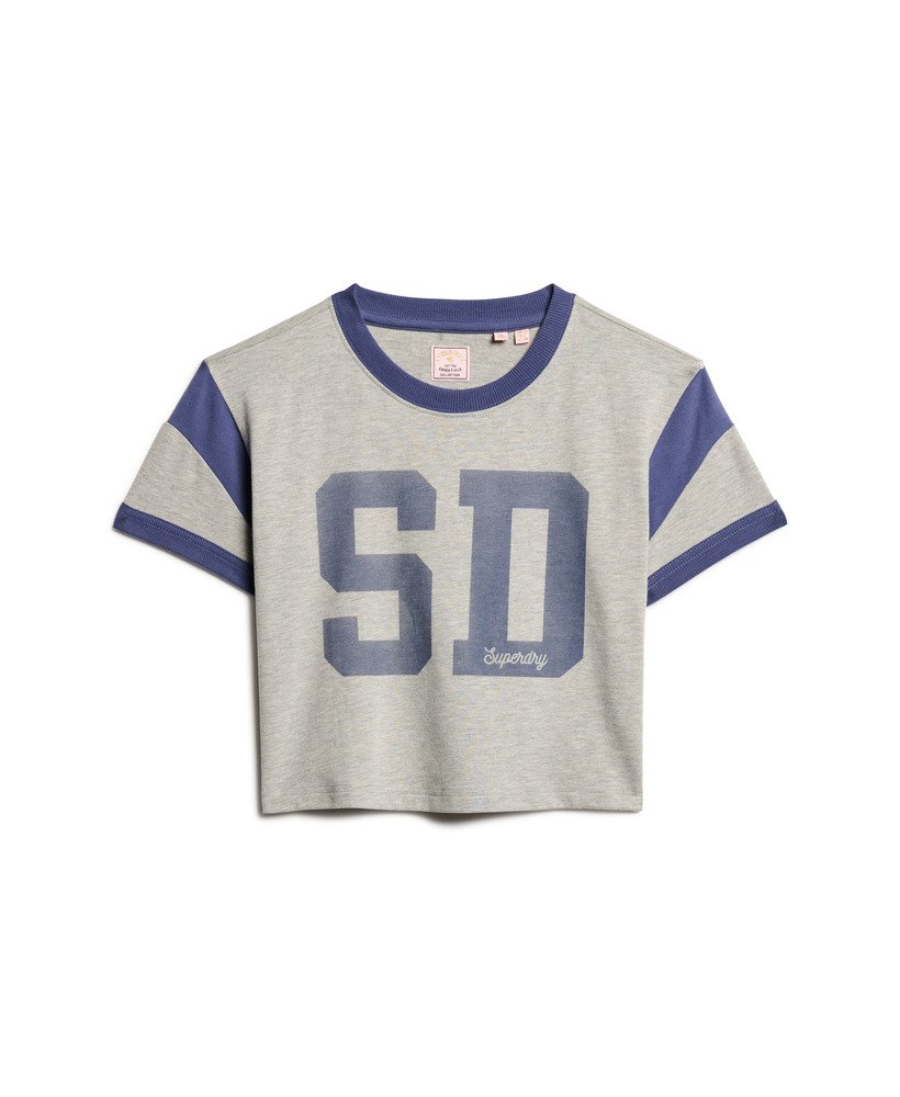 camiseta athletic essentials graphic ringer na cor cinza mescla.