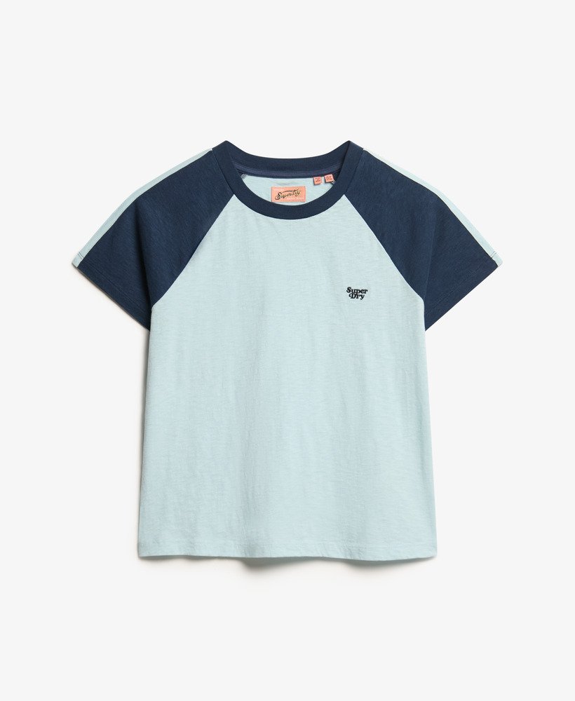 camiseta retrô essential logo em azul celesteazul marinho intenso